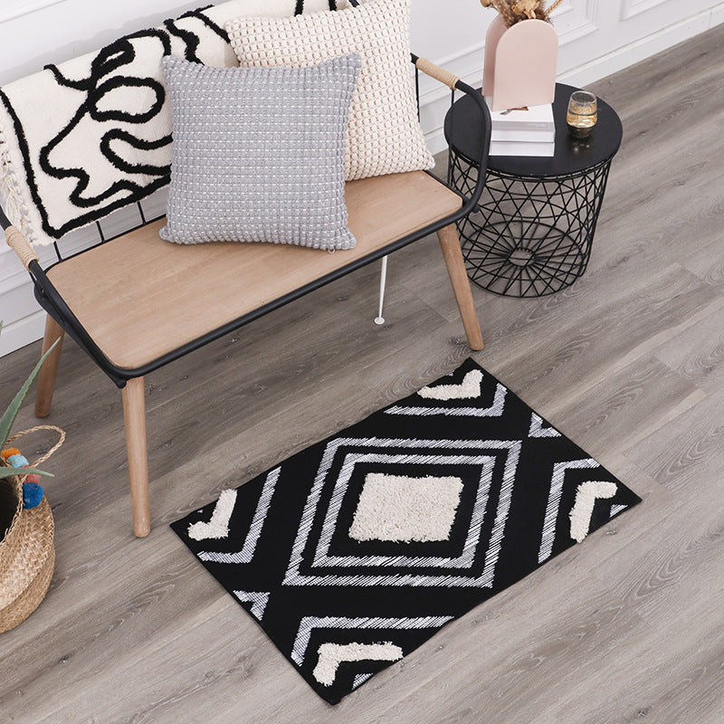 Kurzfloriger Badezimmer- und Wohnteppich mit geometrischem Diamantmuster und rutschfester Unterseite Karnz
