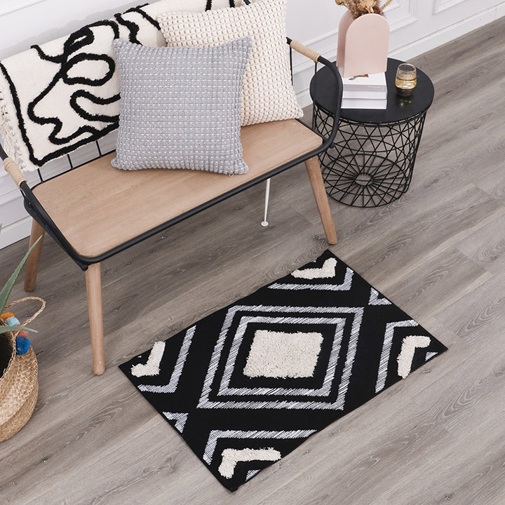 Kurzfloriger Badezimmer- und Wohnteppich mit geometrischem Diamantmuster und rutschfester Unterseite Karnz