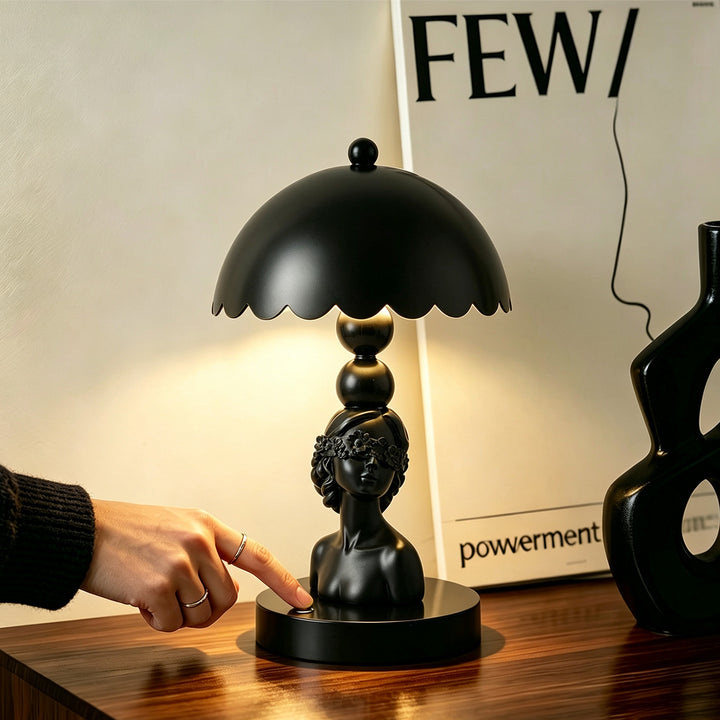 Augenbinde-Mädchen Tischlampe, ABS, schwarz