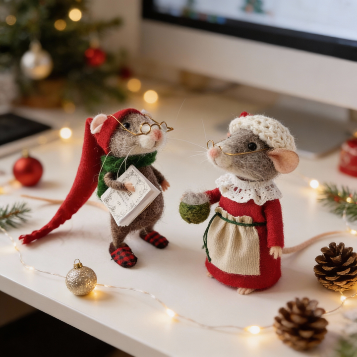 Handgefertigte Filzmaus-Dekoration | Umweltfreundliche Wolle | Weihnachtsschmuck & Geschenk