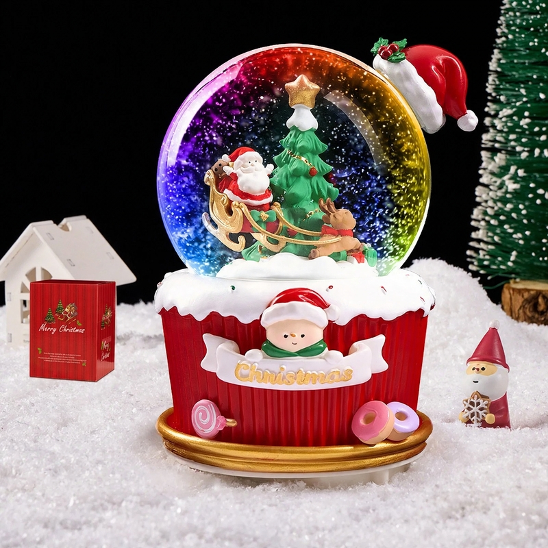 Weihnachtliche Schneekugel mit Spieluhr und Kutschen-Design
