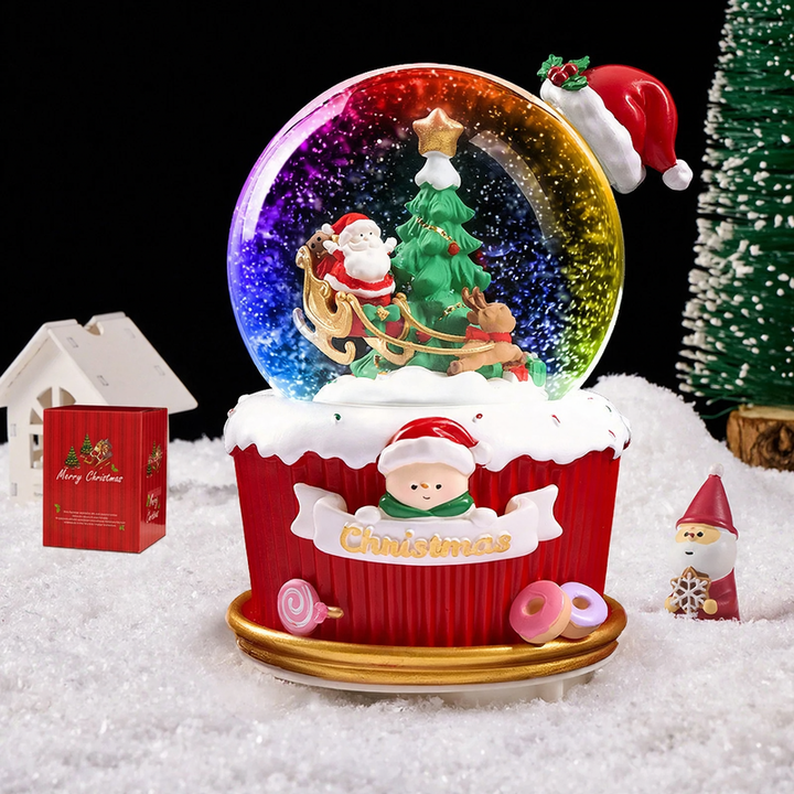 Weihnachtliche Schneekugel mit Spieluhr und Kutschen-Design
