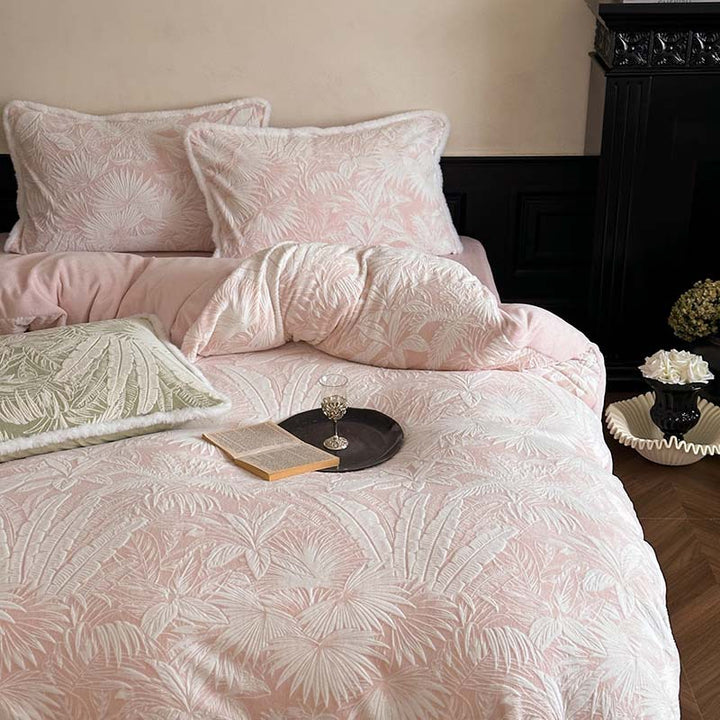 Milchfaser-Fleece Bettwäsche-Set, winterwarm, floral