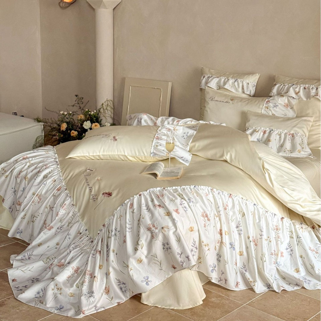 Luxus-Bettwäsche-Set, 100er Baumwollsatin, bedruckt, 4-teilig