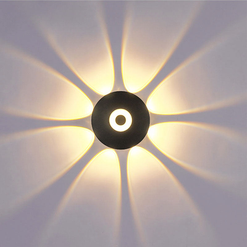 Moderne skandinavische LED-Wandleuchte mit rundem Aluminiumschirm für die Terrasse