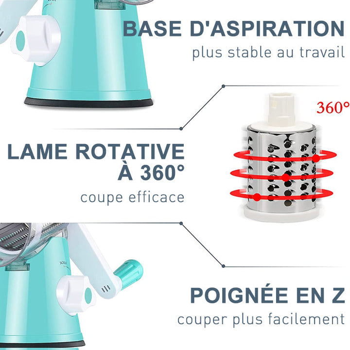 3-in-1 Rotary-Käse-Reibe Gemüseschneider | Karnz