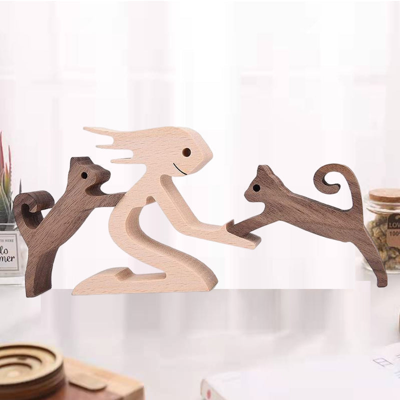 Geschenk Für Tierliebhaber - Holzskulptur Tischornamente - Die Liebe Zwischen Dir Und Deinem Fellfreund | Karnz