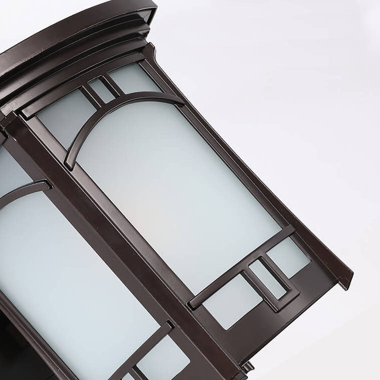 Moderne quadratische Aluminium-Glas-carved 1-Licht Außen wasserdichte Wandlampe | Karnz