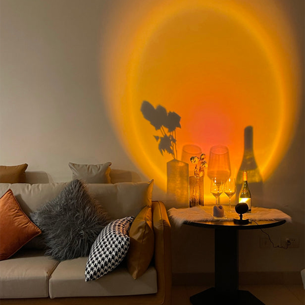 SunsetLuxe - Retro Sonnenuntergang Tischlampe | Warmes LED Umgebungslicht für Schlafzimmer und Wohnzimmer | Karnz