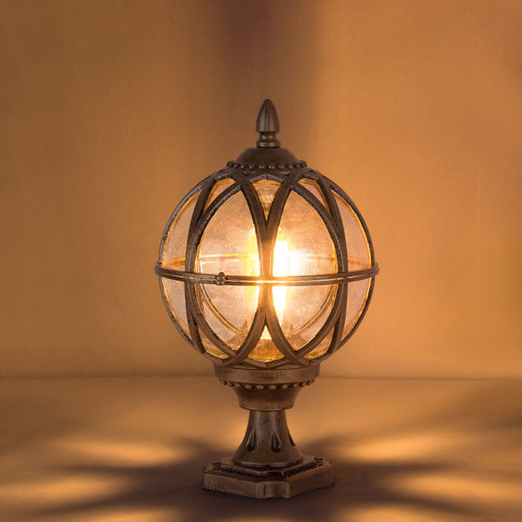 Traditionelle Kolonial-Globus-Glas-Aluminium 1-Licht-Außenleuchte für den Garten | Karnz