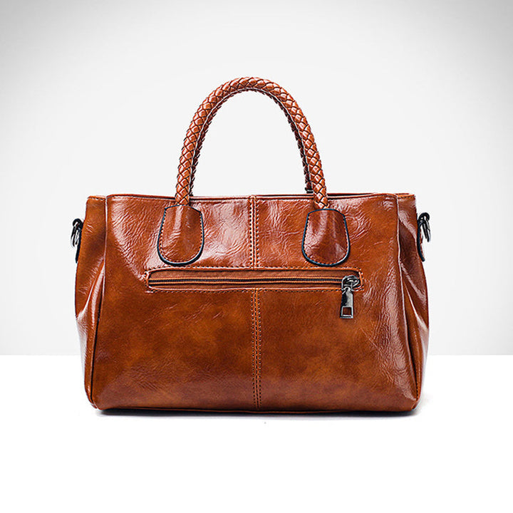 Neue Handtaschen aus Ölwachsleder Boston, große Tragetasche aus weichem Leder | Karnz