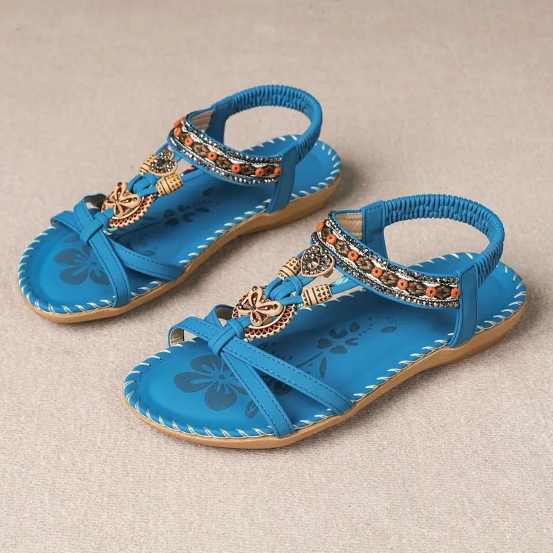 Zeyla – Boho Strass Schmetterling Flache Sandalen