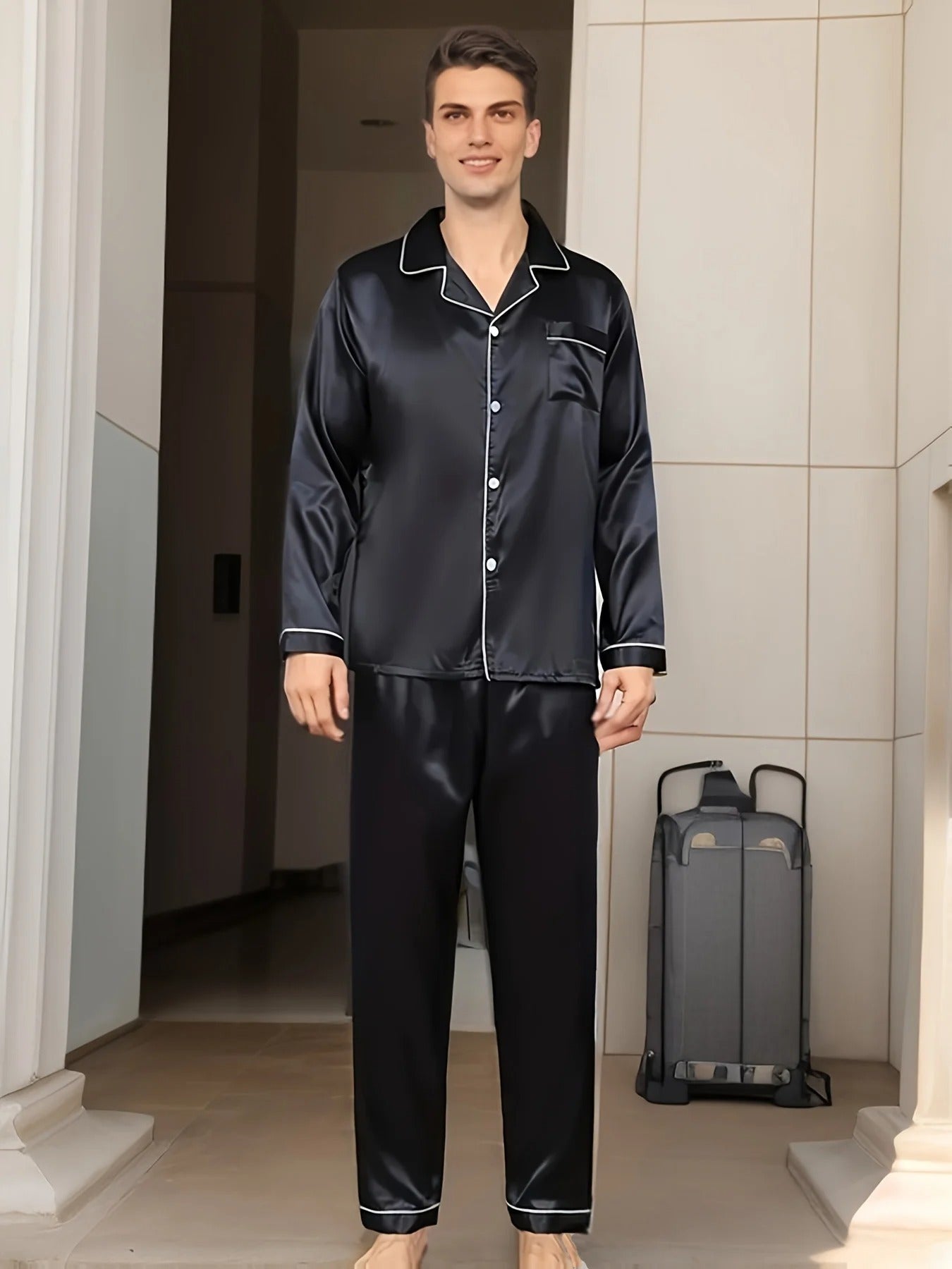 Sandsberg | Nachtprestige Luxus Herren Pyjama | Elegante Nachtwäsche | Bequem & Atmungsaktiv | Für erholsamen Schlaf