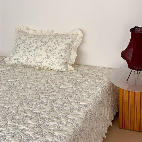 Baumwoll-Bettüberwurf mit Blumenmuster, gesteppt