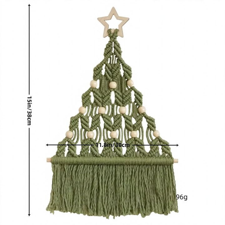 Handgefertir Weihnachtsbaum-Wandbehang aus Baumwollseil
