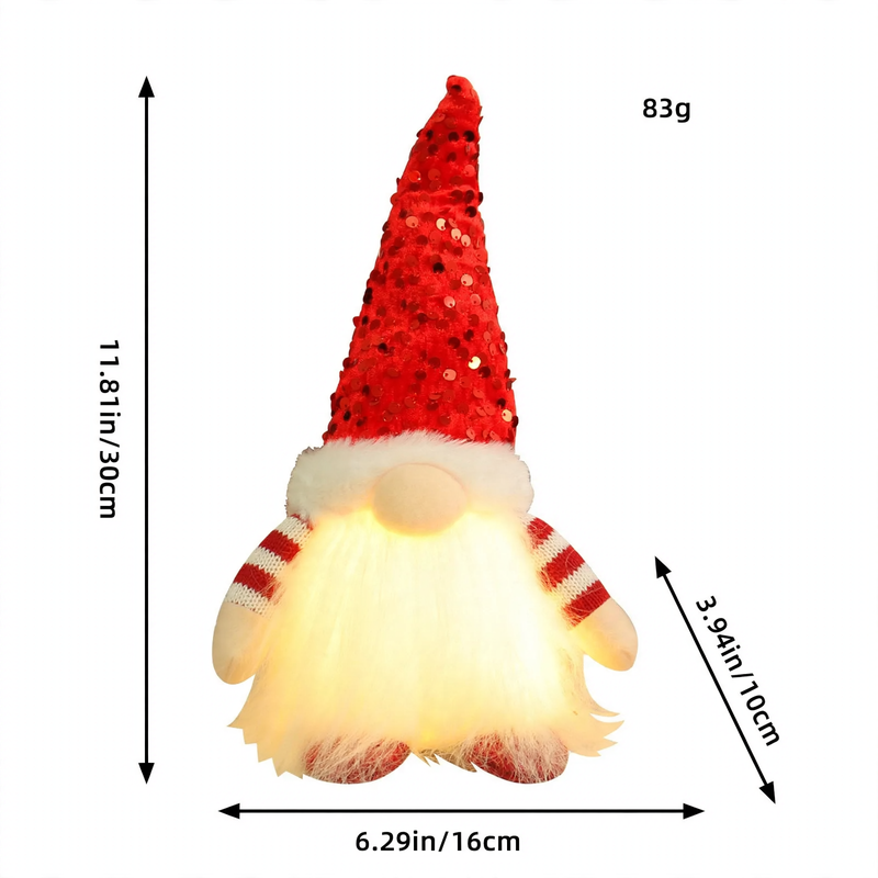 Beleuchtete Weihnachts-Wichtelfigur mit Pailletten