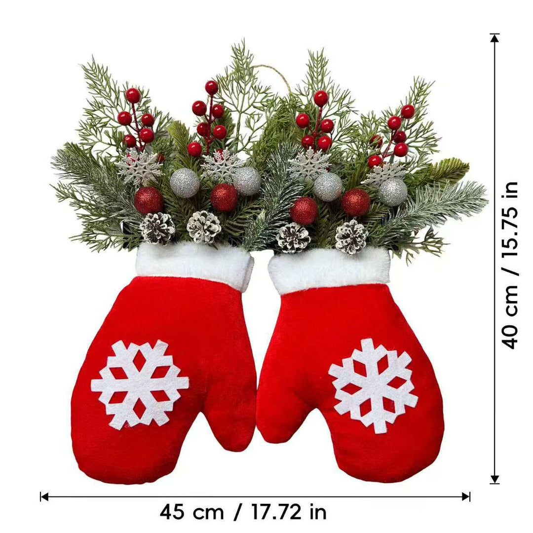 Weihnachtlicher Handschuh-Kranz mit Beleuchtungsoption