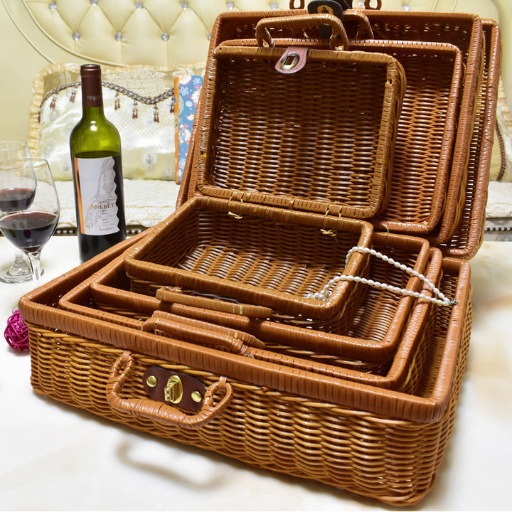 Handgefertigte Rattan Aufbewahrungsbox Karnz
