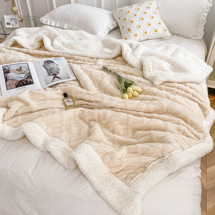 Sherpa-Fleece-Wolldecke, doppellagig, extra warm