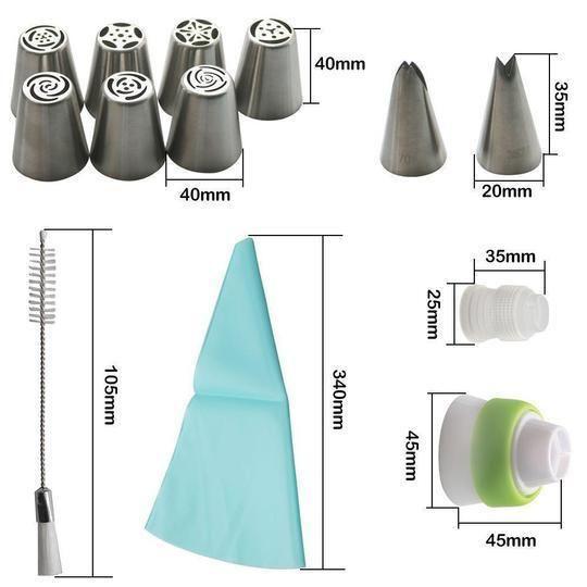 Ausgießer-Set aus Edelstahl für Cupcakes und Tortendekoration