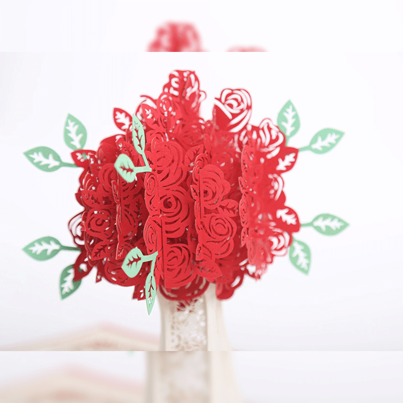 Romantische Pop-Up-Karte mit Rosenstrauß