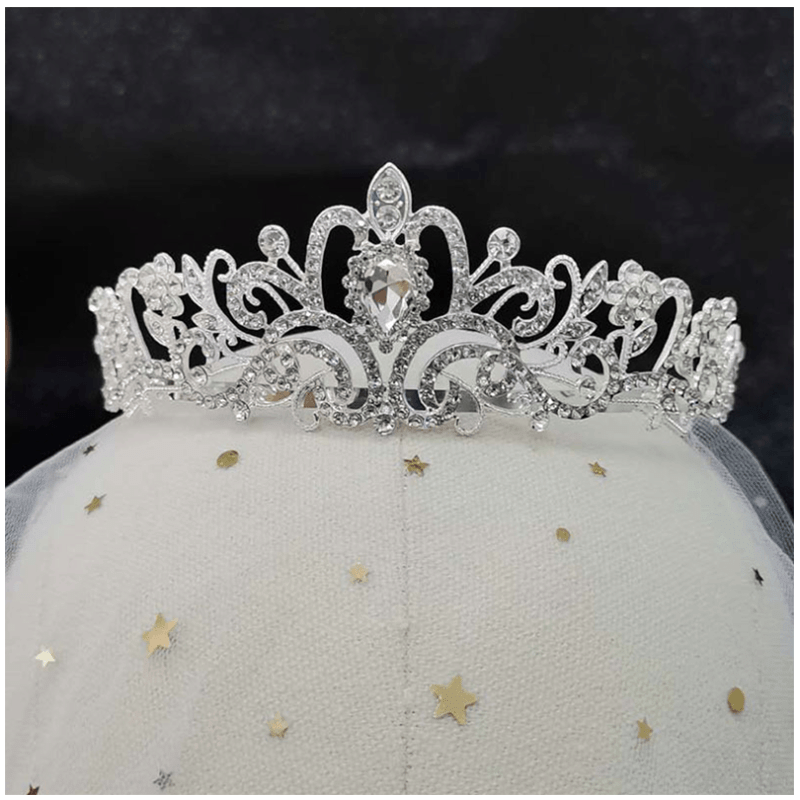 Kristall-Tiara-Krone mit Strasskamm