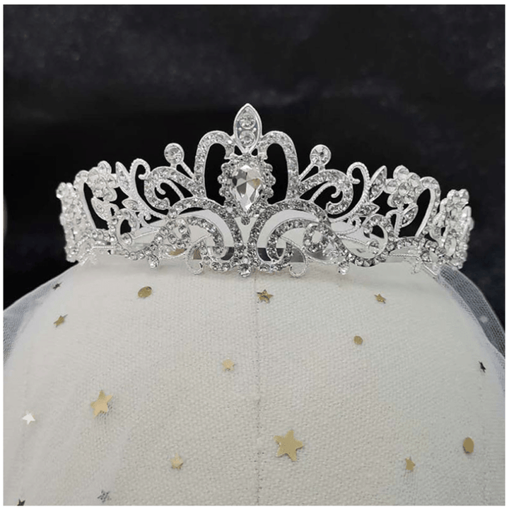 Kristall-Tiara-Krone mit Strasskamm