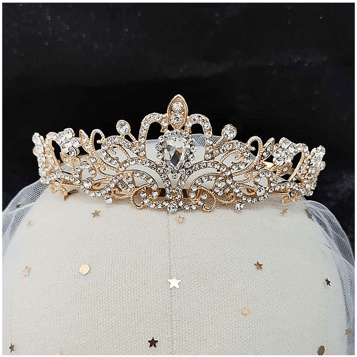 Kristall-Tiara-Krone mit Strasskamm