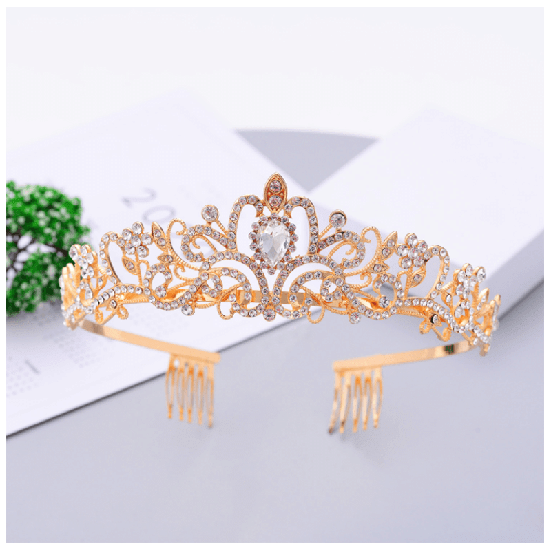 Kristall-Tiara-Krone mit Strasskamm