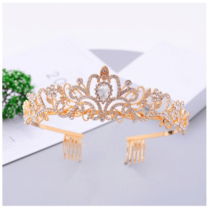 Kristall-Tiara-Krone mit Strasskamm