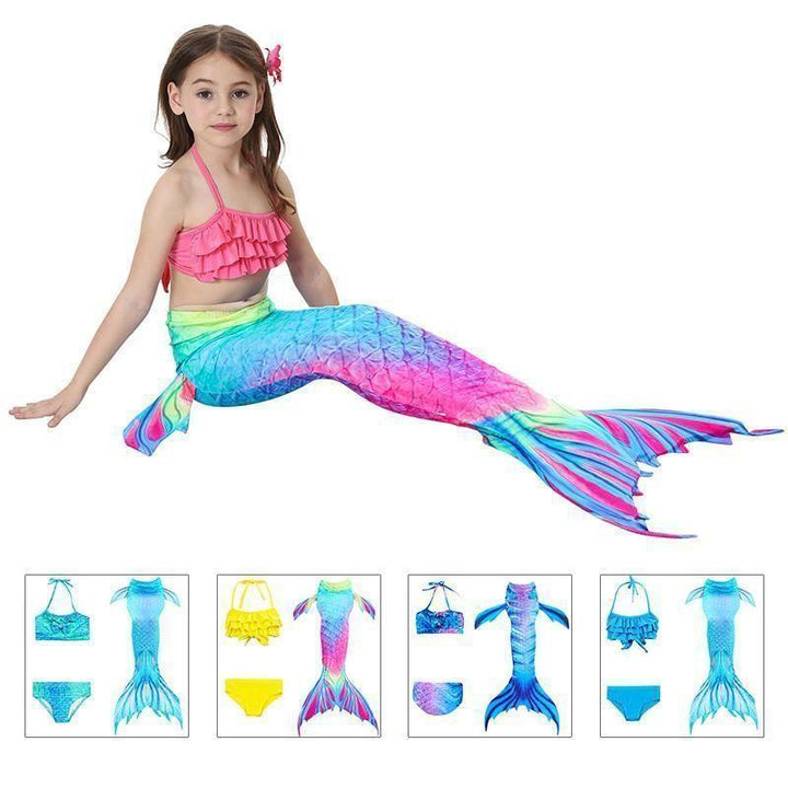 Meerjungfrauenschwanz-Badeanzug-Bikini-Set für Mädchen