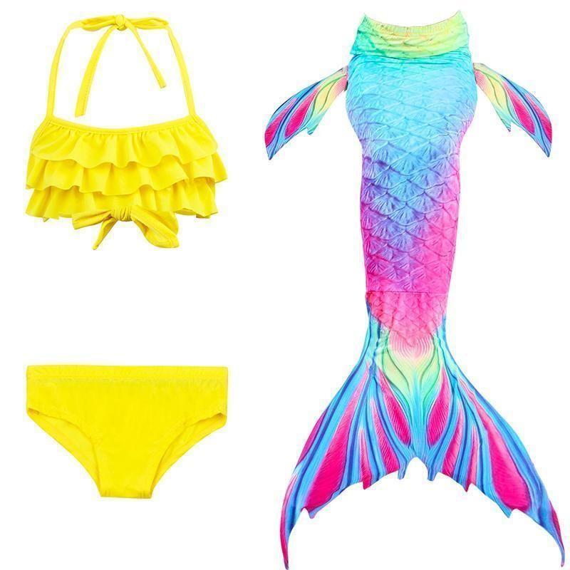 Meerjungfrauenschwanz-Badeanzug-Bikini-Set für Mädchen