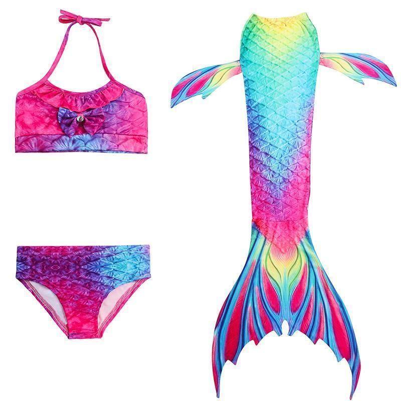 Meerjungfrauenschwanz-Badeanzug-Bikini-Set für Mädchen