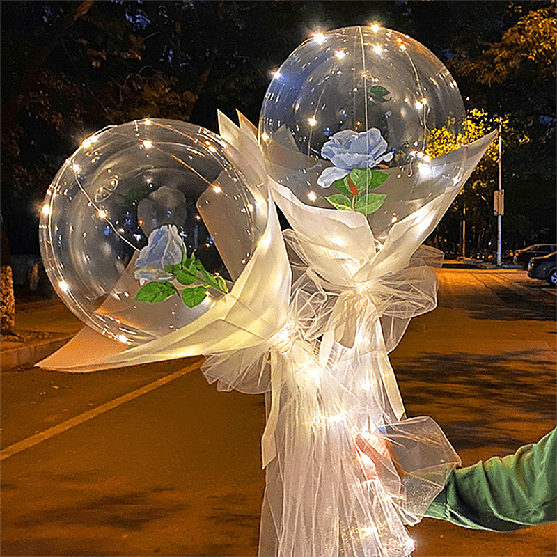 LED-Leuchtballon-Rosenstrauß
