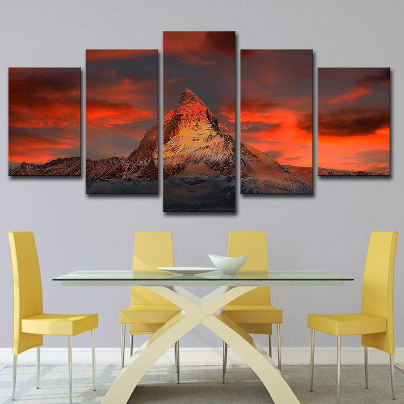 Karnz | Zermatt Matterhorn Sunset Glow Canvas Art Meerdelige Moderne Eetkamer Wanddecoratie