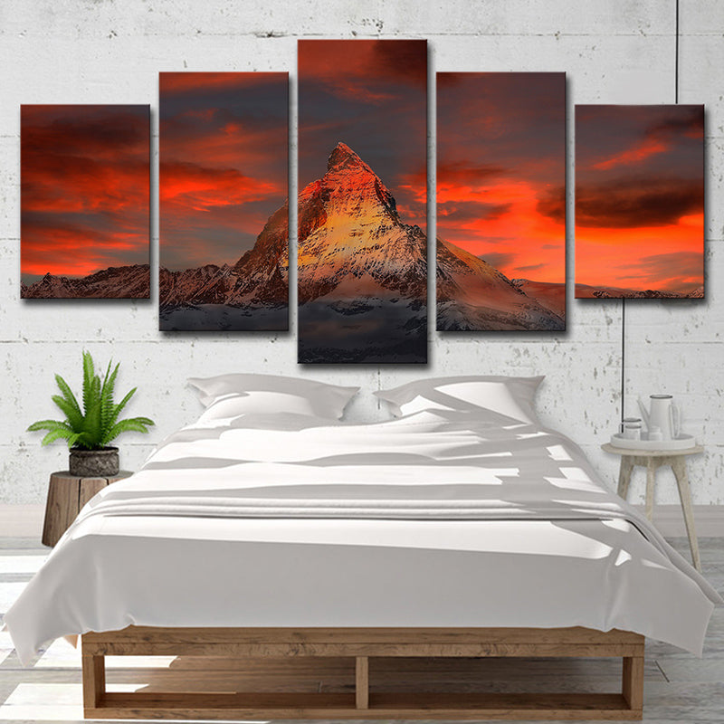 Karnz | Zermatt Matterhorn Sunset Glow Canvas Art Meerdelige Moderne Eetkamer Wanddecoratie