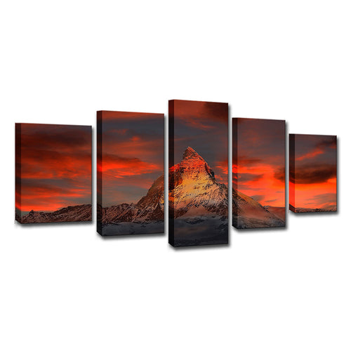 Karnz | Zermatt Matterhorn Sunset Glow Canvas Art Meerdelige Moderne Eetkamer Wanddecoratie