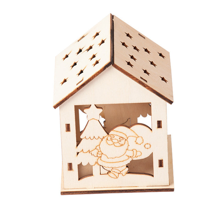 Dekoratives Holzhaus mit weihnachtlichen Motiven