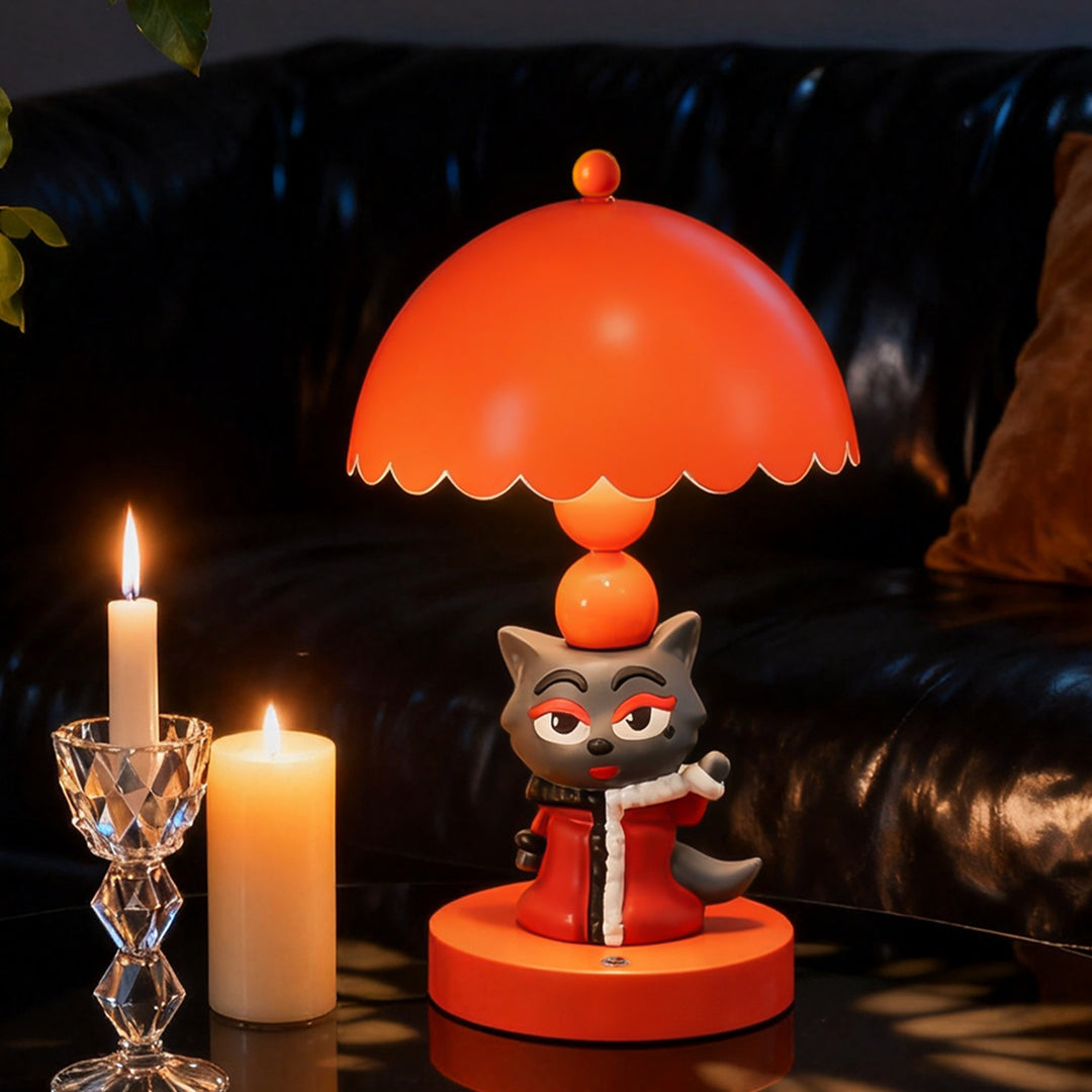Cartoon-Tischlampe, Rot, Emaillefinish
