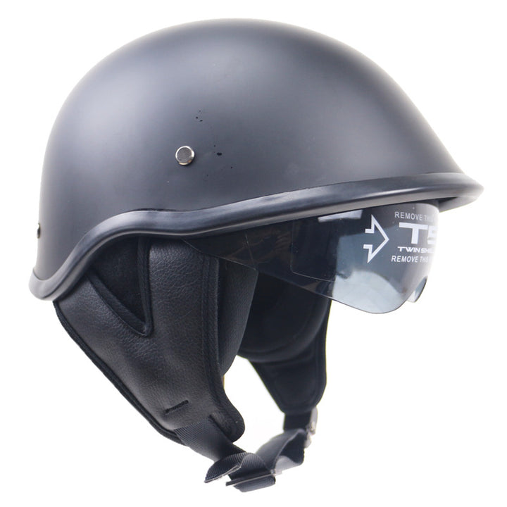 Klassischer Halbschalen-Motorradhelm mit Visier Karnz