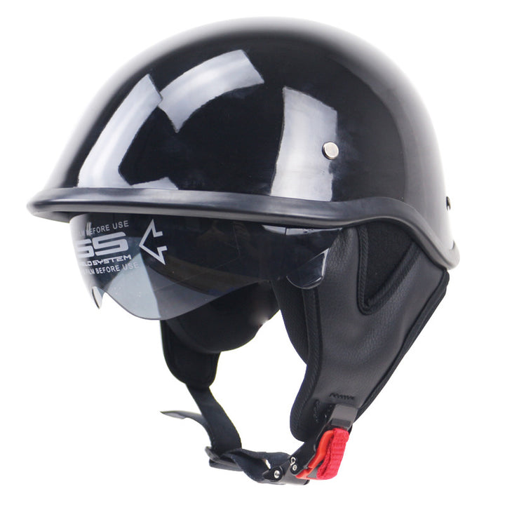 Klassischer Halbschalen-Motorradhelm mit Visier Karnz