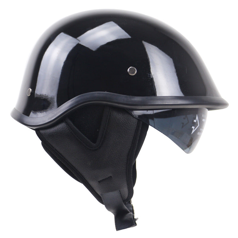 Klassischer Halbschalen-Motorradhelm mit Visier Karnz