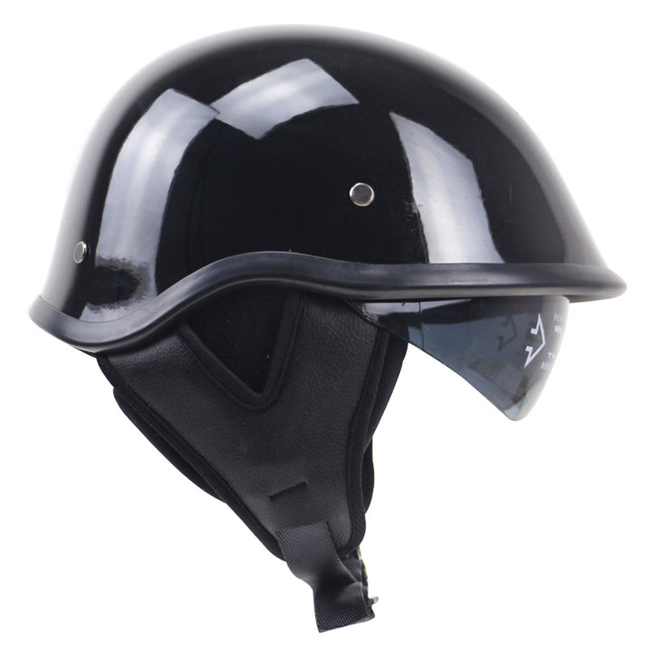 Klassischer Halbschalen-Motorradhelm mit Visier Karnz