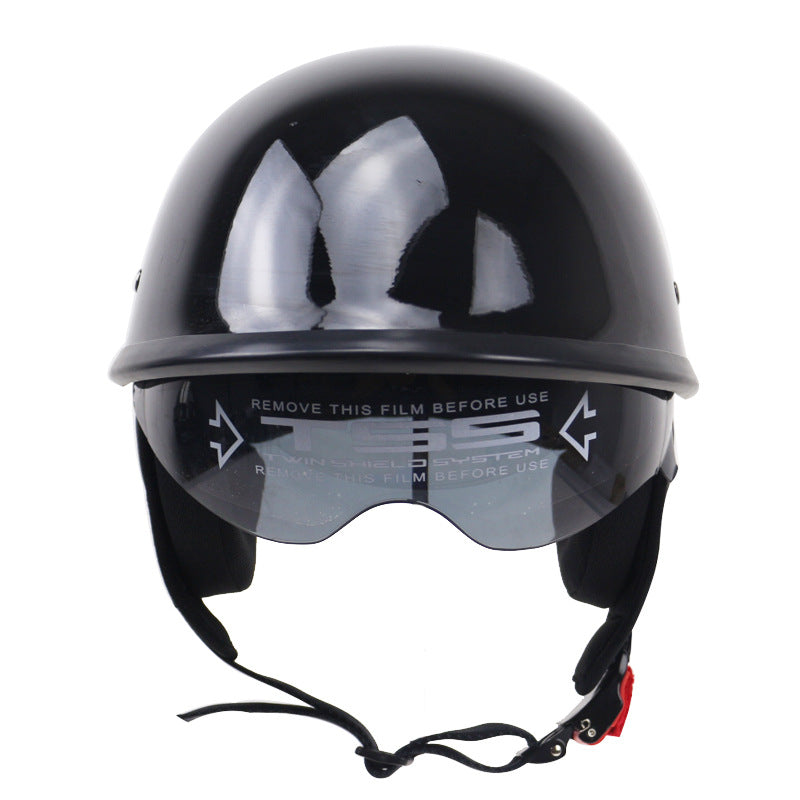 Klassischer Halbschalen-Motorradhelm mit Visier Karnz