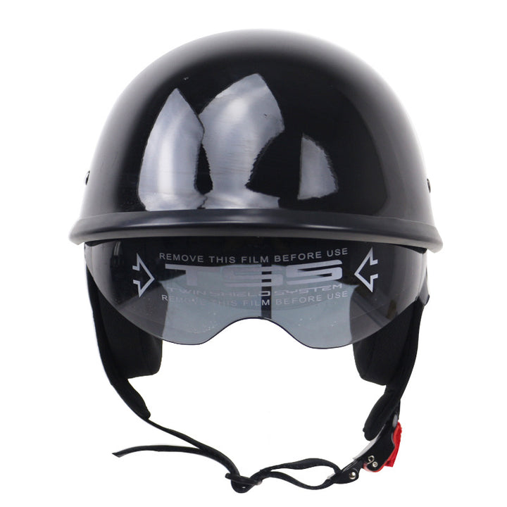 Klassischer Halbschalen-Motorradhelm mit Visier Karnz