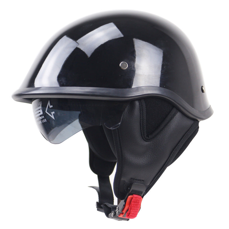 Klassischer Halbschalen-Motorradhelm mit Visier Karnz