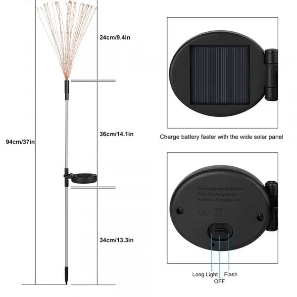 4er-Set Solar-Feuerwerks-Gartenleuchten – Wetterfeste LED-Dekorationsbeleuchtung, Solarbetrieben für Garten und Terrasse