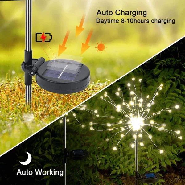 4 Stück Solar Feuerwerk Gartenlichter - Wetterfeste LED Dekorationsbeleuchtung, Solarenergie für Garten und Terrasse | Karnz