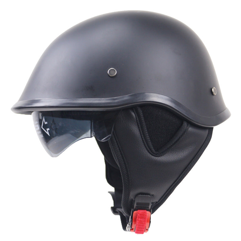 Klassischer Halbschalen-Motorradhelm mit Visier Karnz