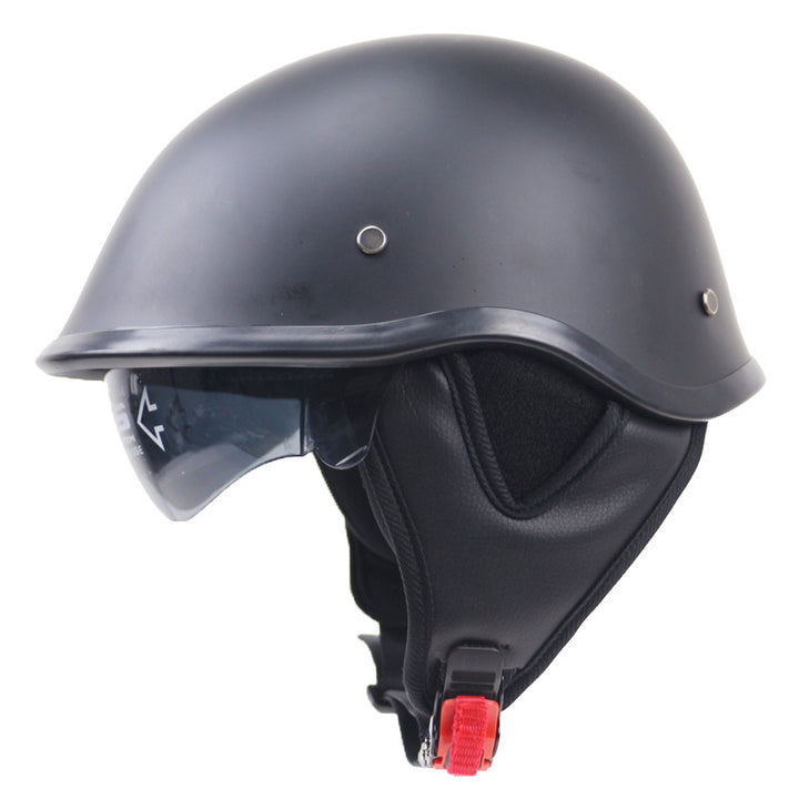 Klassischer Halbschalen-Motorradhelm mit Visier Karnz
